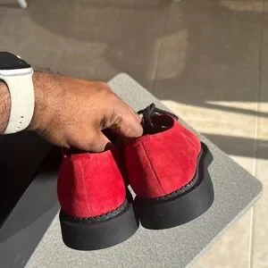 Saint Laurent | Shoes | Saint Laurent Mens Vibrant Red Suede  display picture 2